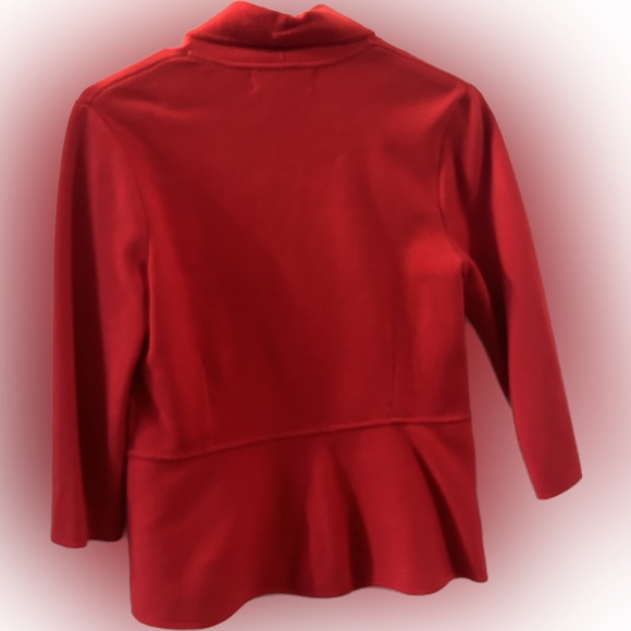 JONES NY 3 button red cardigan rolled collar peplum hem - Picture 2 of 7